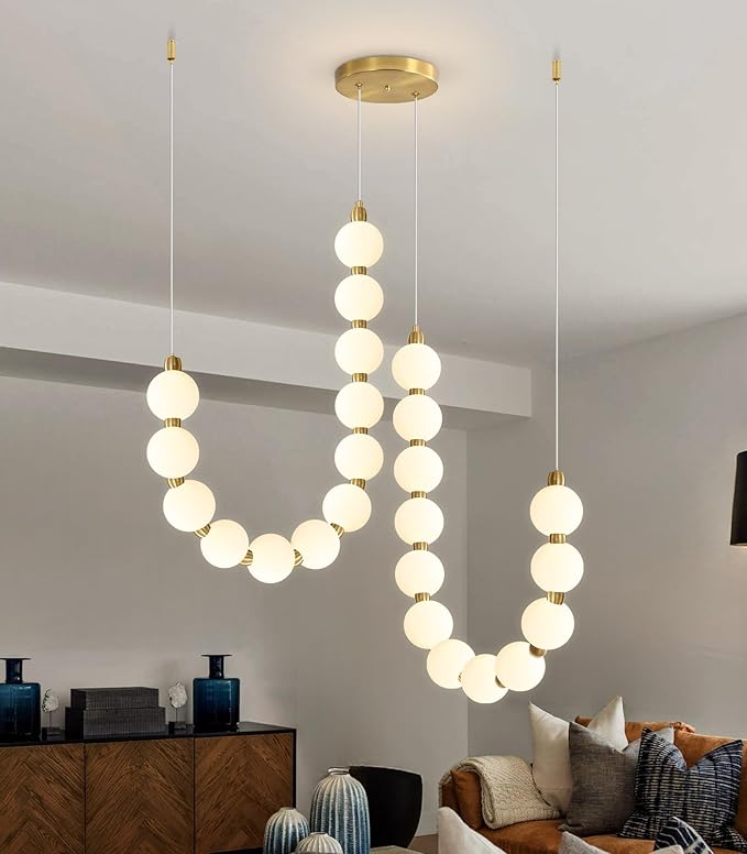 Modern Chandeliers LED Dimmable Light Acrylic Balls Ceiling Pendant Lighting for Dining Room Living Room Bedroom Adjustable Hanging Lights 45 Watts Gold Lamp