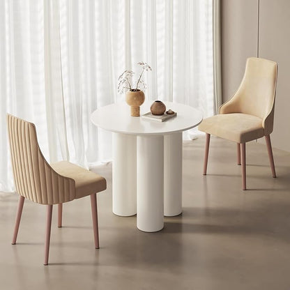 30" White Round Dining Table with Three Stable Legs,Space Saving Coffee Table for 1-4 People, Sturdy Kitchen Furniture, Leisure Side Couch Center Table