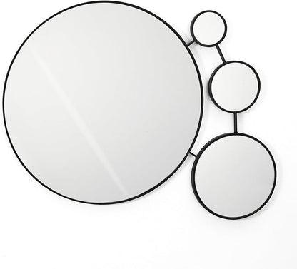LuxenHome 34.5"x24.5" Circles Wall Mirror, Black Metal Frame Iron Loops Round Decorative Wall Decor, Modern Accent Mirror for Vanity Living Room Bedroom Bathroom Entryway Corner