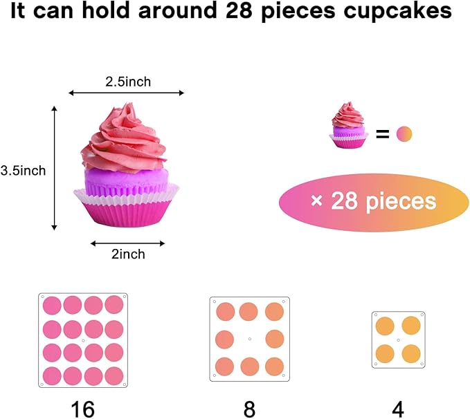 YestBuy 3 Tier Cupcake Stand - Premium Cupcake Holder - Acrylic Cupcake Tower Display - Acrylic Display for Pastry + LED Light String - Ideal for Weddings, Birthday Parties(Multicolored)