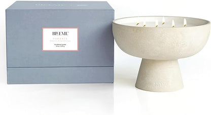 BLUEME Romance - Oakmoss & Sandalwood, Luxury Candle w/Essential Oils, 6 Wick, Hand-Poured Soy, Cotton Wick, Ceramic
