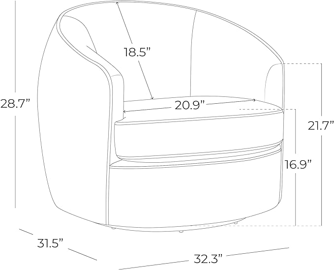 CHITA Swivel Barrel Chair, Modern Comfy FSC Certified Upholstered Faux Leather Accent Chair for Living Room, Fully Assembled, Stone Grey