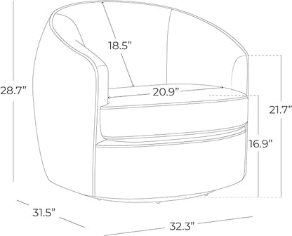 CHITA Swivel Barrel Chair, Modern Comfy FSC Certified Upholstered Faux Leather Accent Chair for Living Room, Fully Assembled, Stone Grey