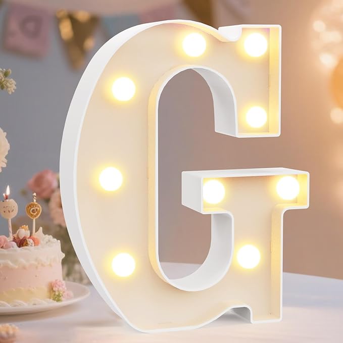 Pooqla LED Marquee Letter Lights Sign, Light Up Alphabet Letter for Home Party Wedding Decoration G