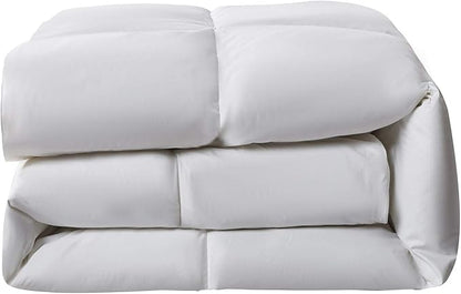 Serta Goose Feather Down Fiber Cotton Comforter Queen Size - 100% Cotton Duvet Insert - Hotel Luxury Hypoallergenic Bedding Comforter All Season Medium Warmth 90 x 90 Inch White
