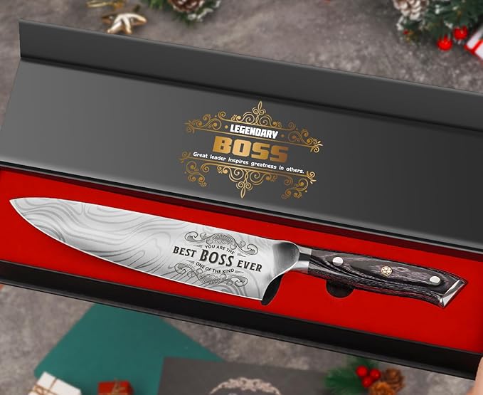Gifts for Men Christmas, 8" Pro German 1.4116 Stainless Steel Chef Knife, Kitchen Knife Gift for Boss Day Birthday, Boss Gifts for Men Women, Christmas Stocking Stuffers