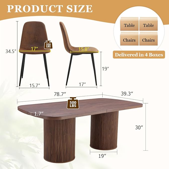 79" Dining Table Set for 10,Large Rectangular Kitchen Table Set for 10 with Cushioned Chairs,Modern Mid-Century Wood Dining Room Table Set for 10,Ideal for Dining & Gatherings (Walnut)