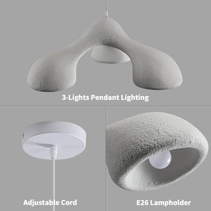 JAYMP 3-Lights Pendant Light Fixture for Dining Room Kitchen Island Restaurant E26 Base Mid Century Modern Hanging Lamp 1 Pack (Matte White,E Shape, 72cm/28.3in)
