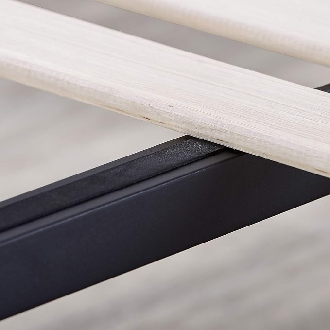 Mellow Marley 14 Inch Solid Wood Platform Bed with Paneled Headboard, Ebony Black, Queen