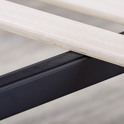 Mellow Marley 14 Inch Solid Wood Platform Bed with Paneled Headboard, Ebony Black, Queen