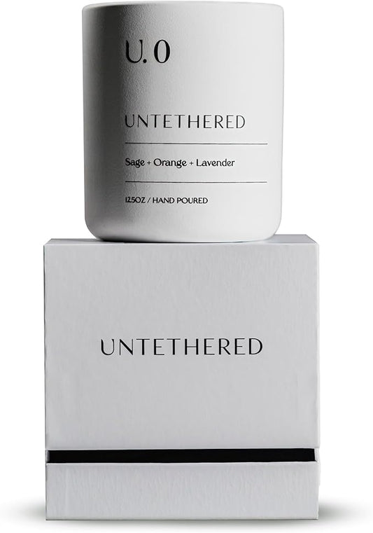U.0 Luxury Scented Candle – Sage, Orange & Amber | Hand-Poured in USA with 100% Natural Coconut & Apricot Wax | Double Wick, Long-Lasting Aromatherapy Candle for Home, Gift & Relaxation (12.5 oz)