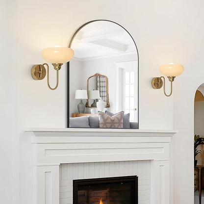 KCO Lighting Brass Gold Wall Sconces Set of 2 Mid Century Glass Wall Sconces Set of Two Modern Globe Wall Light Round Wall Light Bedroom Fixtures 2 Pack