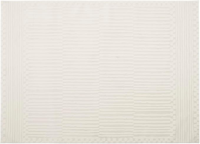 Revival Rugs Soloba 6'7"x9' Washable Area Rug for Living Room Bedroom - 100% Recycled Oeko-TEX Certified, Medium Pile, Beige, Cream
