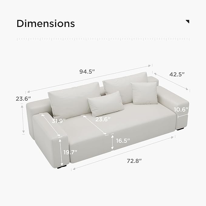 Acanva Modern Oversized Modular L Shaped Sectional Sofa Set for Living Room, Minimalist Style Comfy 4-Seat Corner Couch, 3-Seat, Vegan Leather