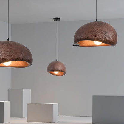15.7in Wabi Sabi Pendant Lights Kitchen Island Lighting Fixture Ceiling Mount Brown Modern Japanese Lamp Japandi Chandelier for Dining Living Room Hallway Bedroom Restaurant Hanging Lamp