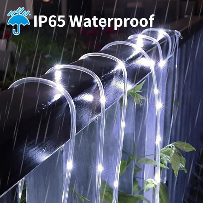 Solar Rope Lights 39FT 100LEDs,IP65 Waterproof Outdoor String Light, Palm Tree Lights for Party Garden Yard Pathway Patio Wedding Christmas Halloween Holiday Decoration (Cool White)