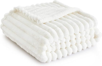 Bedsure GentleSoft White Throw Blanket for - Cozy Blanket for Women, Cute Fleece Throws for Girls Cover, Birthday Gifts for Women, Room Fall Halloween Decor, Off White, 50x60 Inches