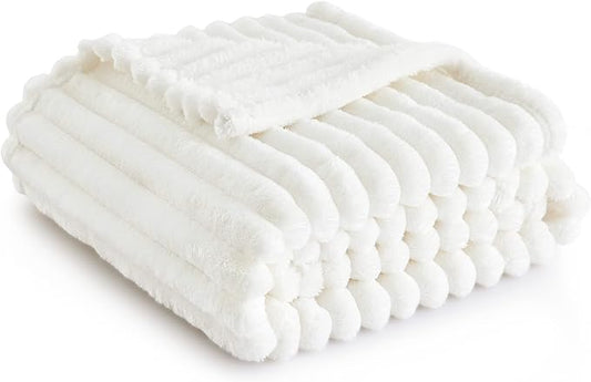 Bedsure GentleSoft White Throw Blanket for - Cozy Blanket for Women, Cute Fleece Throws for Girls Cover, Birthday Gifts for Women, Room Fall Halloween Decor, Off White, 50x60 Inches