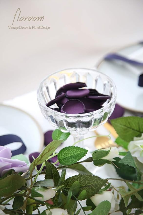 Floroom 300pcs Rose Petals Plum Faux Silk Flower Petals for Wedding Flower Girl Basket Aisle Scatter Dinner Table Centerpieces Party Confetti Bridal Shower Romantic Night Decoration