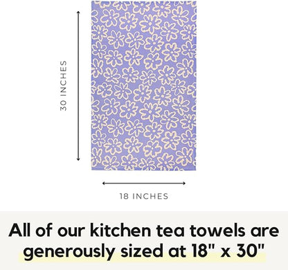 Modern Style Premium Kitchen Tea Towel Super Absorbent Fast Drying Microfiber Doodle Bloom