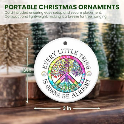 Christmas Hippie Gifts for Women Men - Ceramic Christmas Ornaments 2025 - Hippie Ornaments Boho Decor Gifts for Friends Family, Peace Sign Ornament Gift Ideas for Xmas Decorations