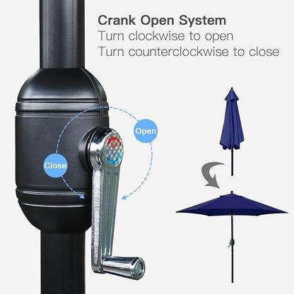 Sunnyglade 7.5' Patio Umbrella Outdoor Table Market Umbrella with Push Button Tilt/Crank, 6 Ribs (Navy Blue)