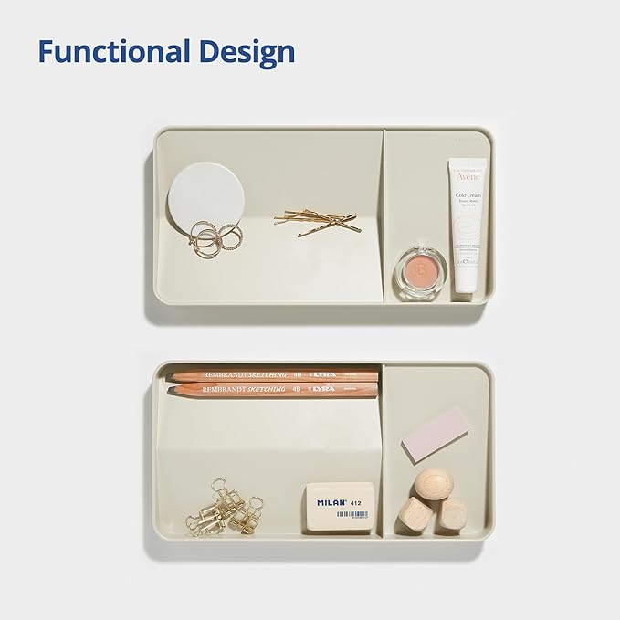 BLUE GINKGO Desk Organizer – Korean-Made Organizer for Notes, Pens, Pencils, and Accessories (Double-sided, Beige)