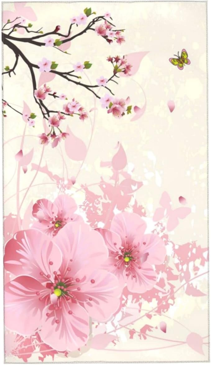 Cherry Blossoms Hand Towels Set of 2 Absorbent 15.7x27.5 Inch Kitchen Guest Towels