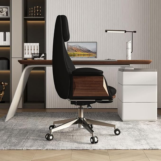 homary Modern Home Executive Office Chair, High Back Adjustable Swivel Chair Faux Leather Ergonomic Task Chair with Adjustable Height & Rolling Base, Black