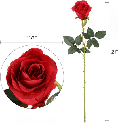 Nubry 8pcs Artificial Silk Roses Bulk,Fake Roses Flower with Stems Realistic Flowers for Wedding Centerpiece Home Party Decor(Dark Red)