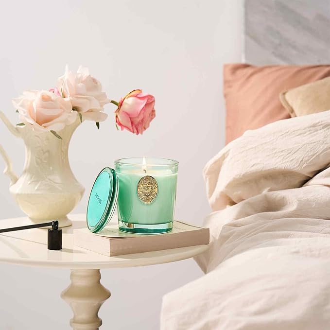 M&SENSE Natural Aromatherapy Soy Candle | Eucalyptus Mint & Blue | 9.2 oz, 50H Burn Time | Luxury Scented Candle for Relaxation, Gifting, Home Décor | Ideal for Bedroom, Office, Party Ambiance