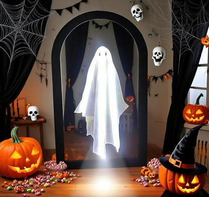 2025 Halloween Hologram Ghost Looking Glass Hologram, Spooky Scary Ghosts Haunted Looking Glass Halloween Decor Indoor, Bedroom Kitchen and Fireplace Decor