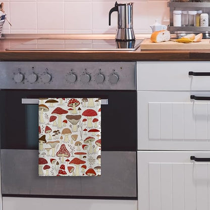 Mushroom Dish Towels Absorbent Decorative Kitchen Towels Tea Towels for Drying, Mushroom