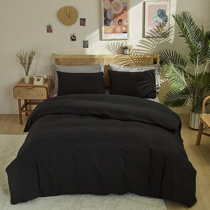 CLOTHKNOW Black King Size Comforter Set All Black Bedding Comforter Sets Men Boys Comforter Soft Comforter with 2 x Pillow Cases