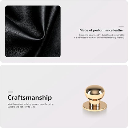 Desk Accessories,Black Vegan Leather Desk Organizers with 1 Draw Remote Control Holder with Gold-Tone Metal Accents Knob, Bedroom