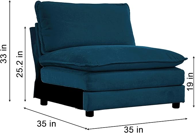 SoarFlash Chenille Sectional Middle Position Sofa,Deep Blue
