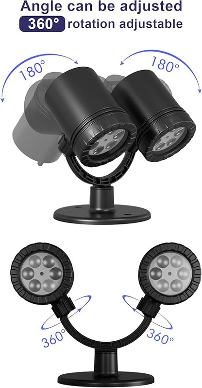 Christmas Double Head Snowflake Projection Lights, ZBPP Outdoor LED Christmas Lights IP65 Waterproof, Rotating Snow Lamp Brighter LED Landscape for Xmas Holiday Party Decoration