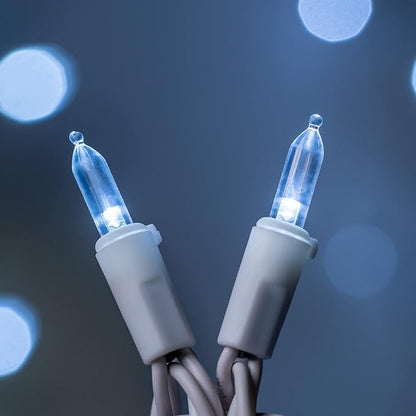 YULETIME Cool White LED Christmas Lights with White Wire, 33 ft 100 Count UL Certified Commercial Grade Holiday String Light Set (Cool White - White Wire)