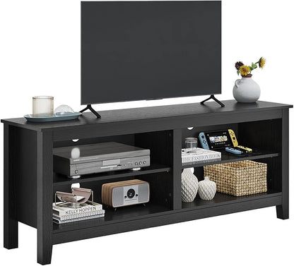 Panana TV Stand, Classic 4 Cubby TV Stand for 60 inch TV, Entertainment Center Media Television Stand for Living Room Bedroom (Black, 55 inch)