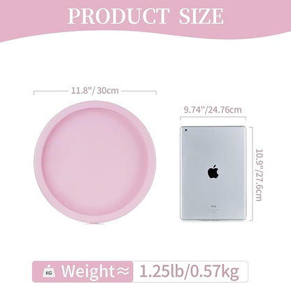 Hanobe Pink Tray Decorative Round: Beaded Perfume Trays Decor Circle Vanity Makeup Serving Tray for Ottoman Bathroom Counter