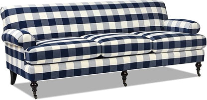 Jennifer Taylor Home Alana Lawson Three-Cushion Tightback Sofa, Blue Lattice Woven