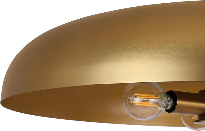 LamQee 20 Inch Oversized Large Pendant Lights, 3-Lights Brushed Gold Modern Dome Chandelier, Farmhouse Metal Pendant Lighting Fixture Ceiling Hanging for Kitchen Island, Dining Room Over Table, Bar