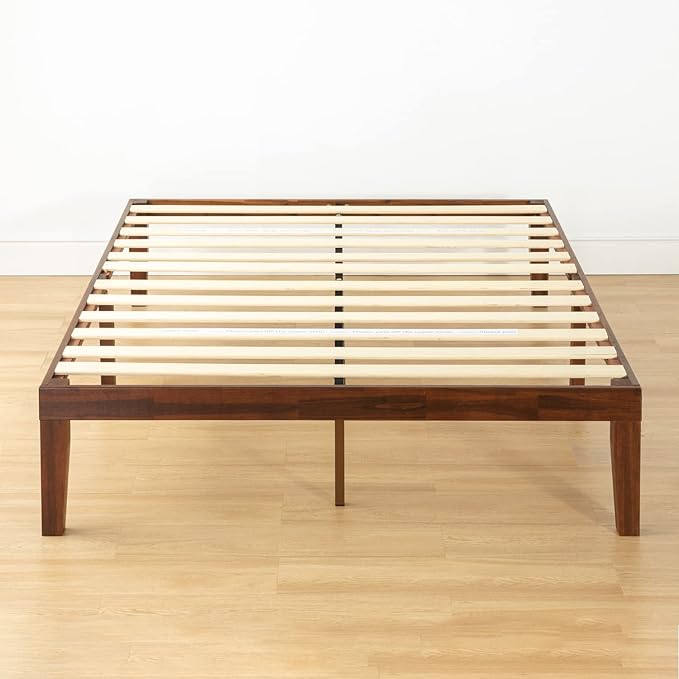 Mellow Naturalista Classic 16 Inch Solid Wood Platform Bed with Wooden Slats, Espresso, Queen