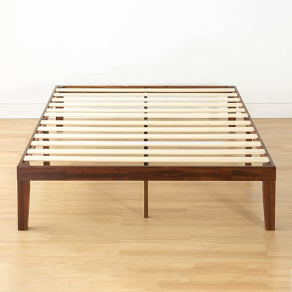 Mellow Naturalista Classic 16 Inch Solid Wood Platform Bed with Wooden Slats, Espresso, Full