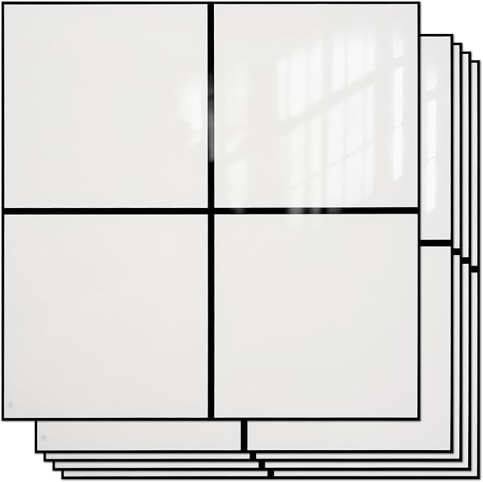 Peel and Stick Backsplash Tiles 20 Sheets 12''x12'' PVC Self Adhesive Wall Tiles Back Splash Wall Panels Stick on Backsplash for Kitchen Bathroom Laundry Room, White Checkered