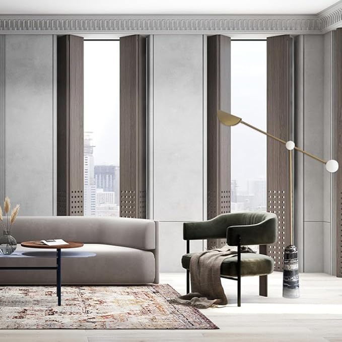 Funambulist Gold Floor Lamp with Marble Base | Minimalist Metal Frame, Warm White Light