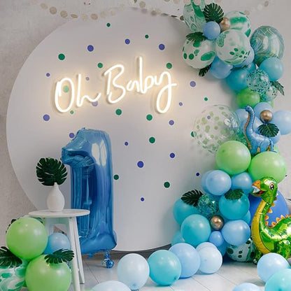 DIVATLA Oh Baby Sign for Backdrop - Oh Baby Neon Sign Shower Decorations, Gender Reveal, Led Sign for Backdrop & Wall Decor, Photo Prop, Gif for New Parents, Warm White