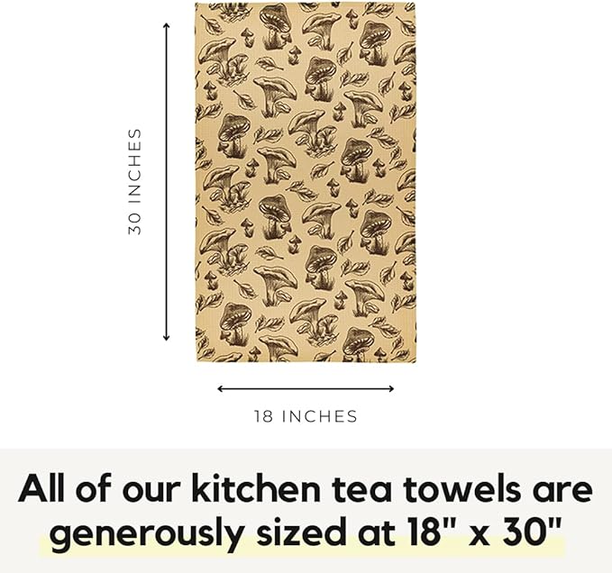 Modern Style Premium Kitchen Tea Towel Super Absorbent Fast Drying Microfiber Shrooms