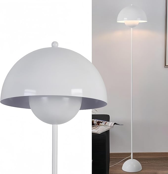 COSYLUX Modern Floor Lamp for Living Room, Industrial Tall Standing Lamp for Bedroom, Metal Shade Reflecting Light Reading Floor Lamp for Office, Nursery Room, Corner(Bright White)