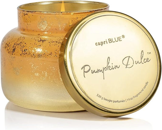 Capri Blue Glimmer Jar Candles - Luxury Holiday Scented Candles for Home - Long Lasting Soy Wax Blend - Scented Holiday & Home Decor - Pumpkin Dulce Signature Jar (19 oz)